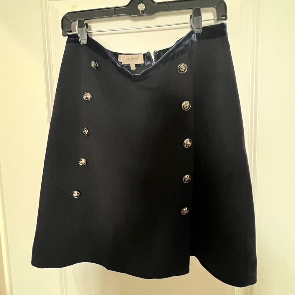 Hobbes London Wool Navy Blue A Line Skirt